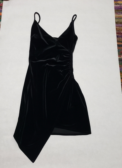 Forever 21 Asymmetrical Black Body Con Dress -M - Picture 2 of 8